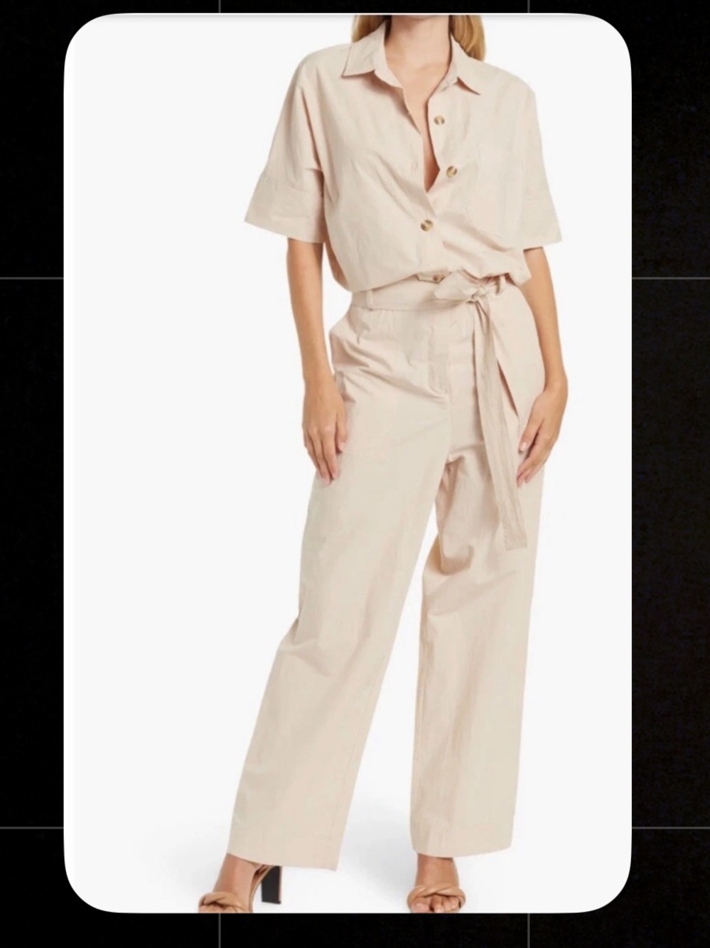 NWT Anthropologie FRNCH L Maurane Belted Button Front Short Sleeve Jumpsuit